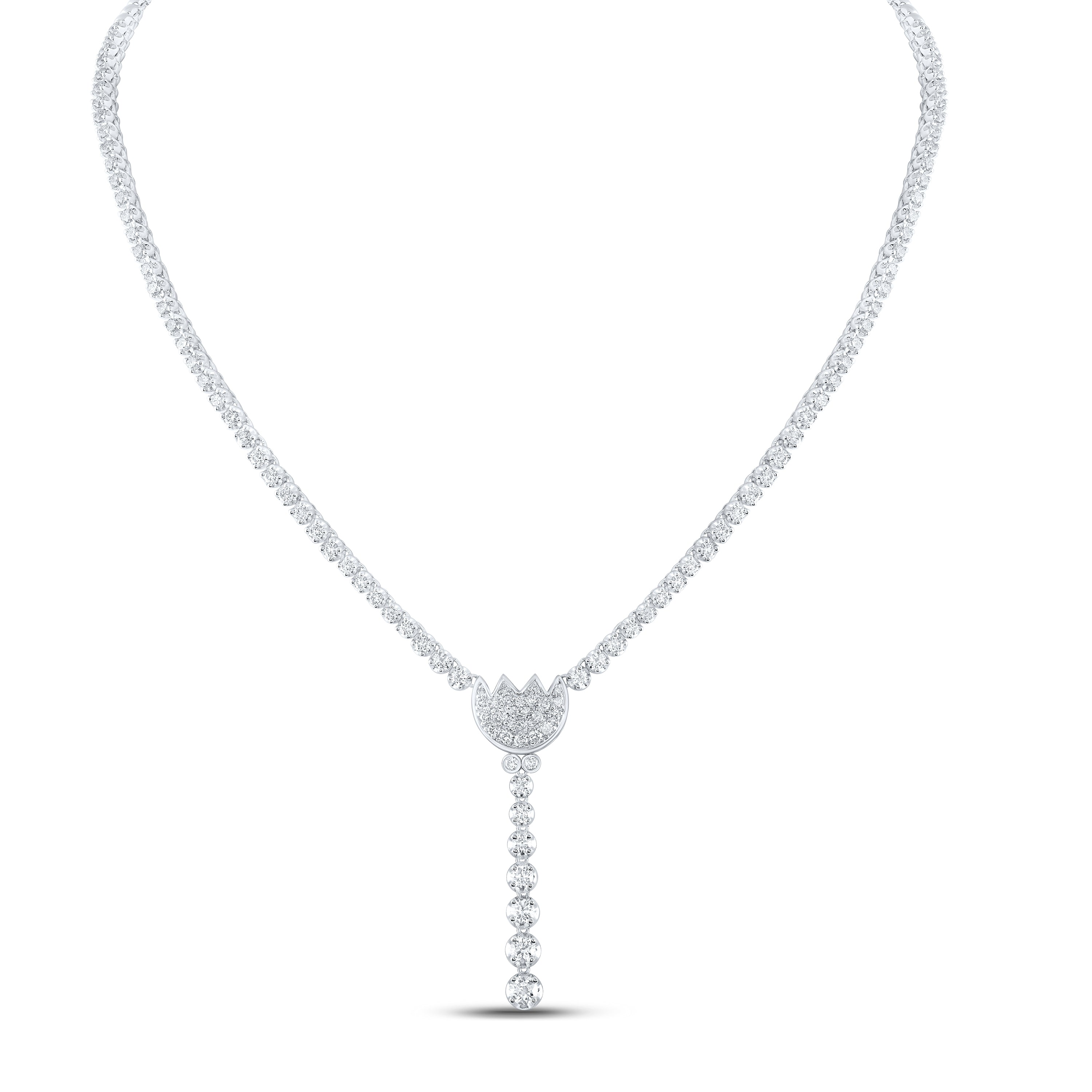 14Kt White Gold 3 5/8Ctw-Diamond Fashion Necklace (16 Inch) (21.06 grams)