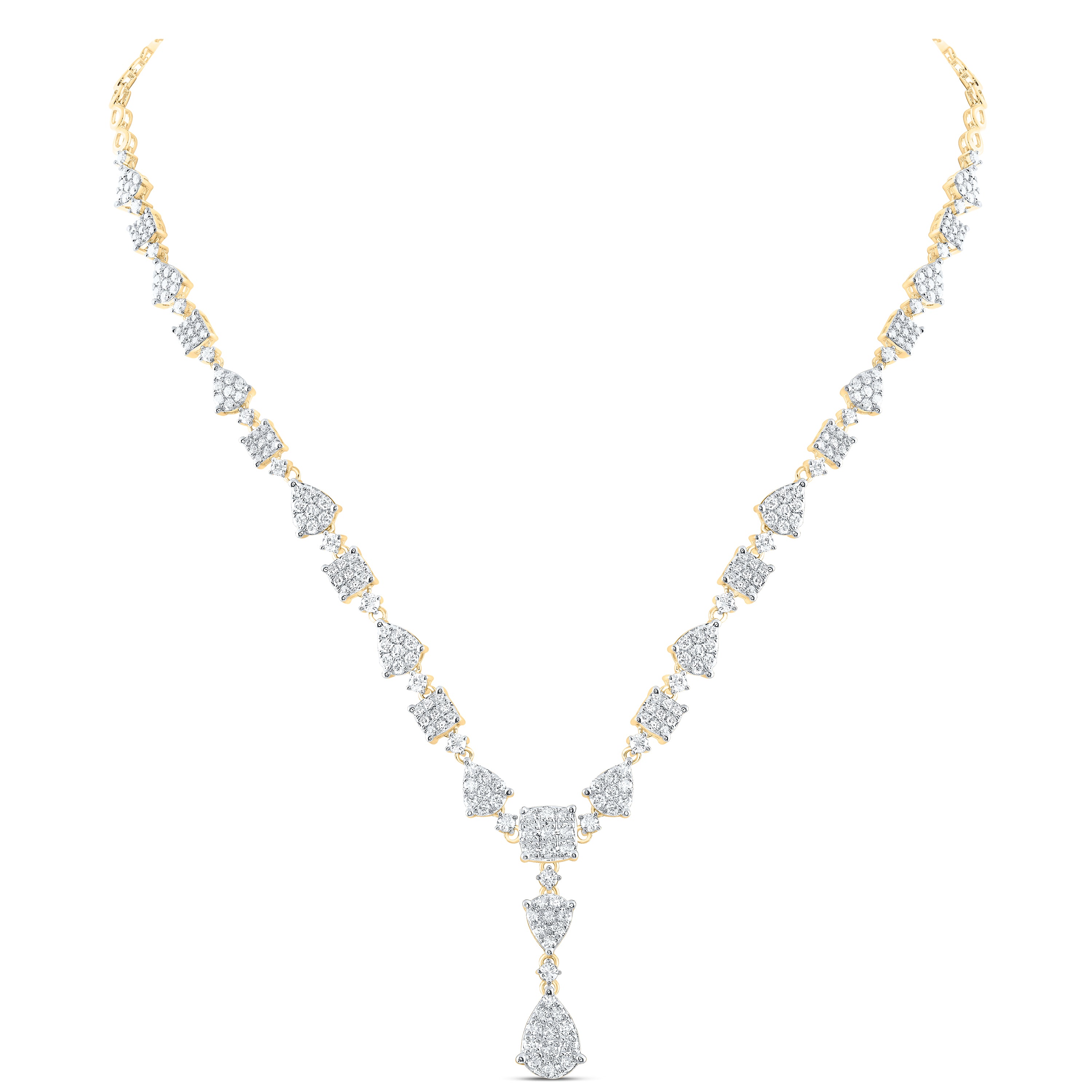14Kt Yellow Gold 3 3/4Ctw-Diamond Ana M Fashion Necklace (17 Inch) (18.24 grams)