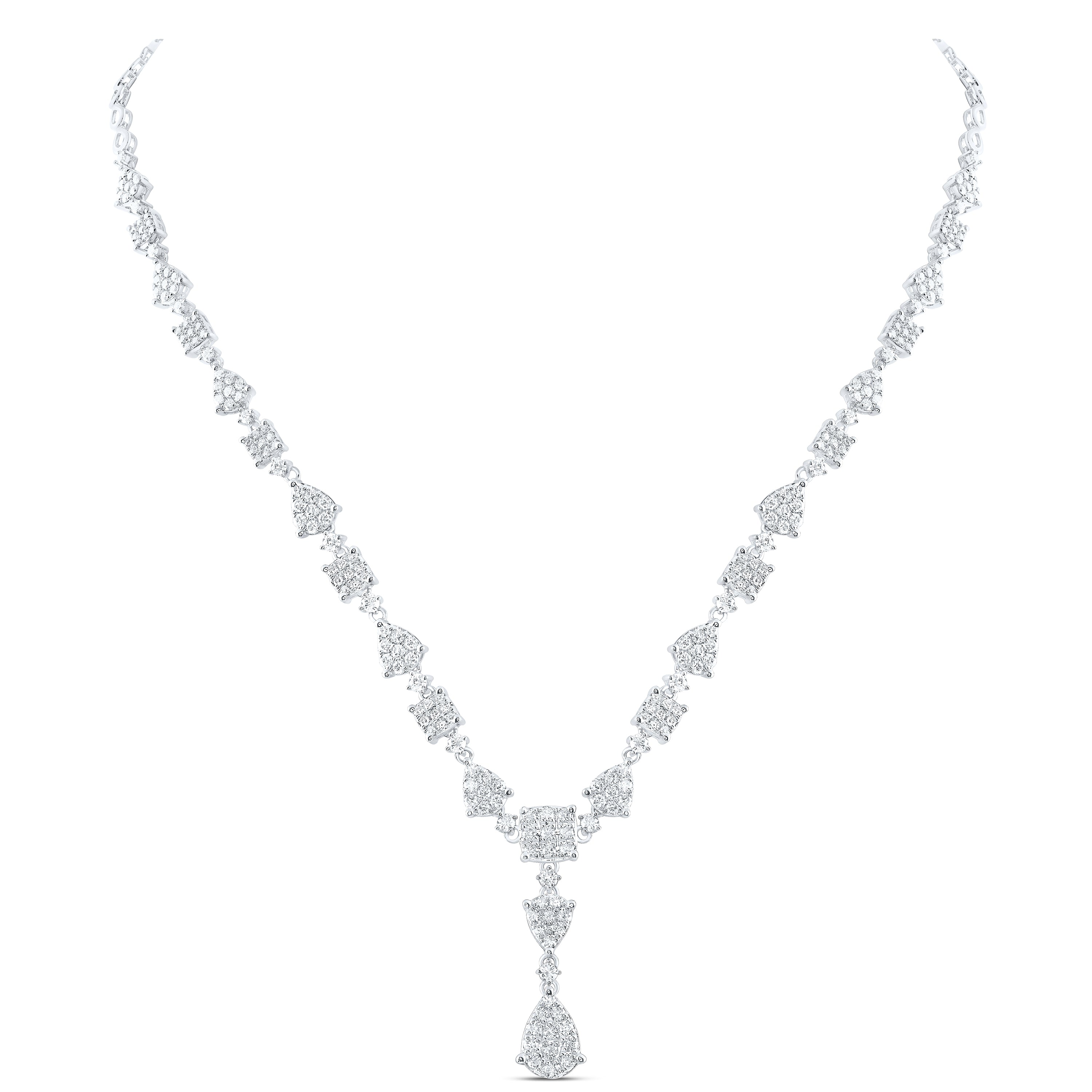 14Kt White Gold 3 3/4Ctw-Dia Ana M Fashion Necklace (17 Inch) (18.21 grams)