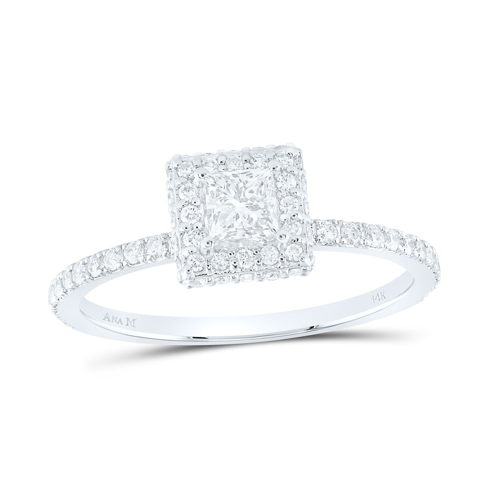 3/4Ctw-Dia Ana M 1/3Ct-Cpr Single Halo Engagement  Ring (1.95 grams)