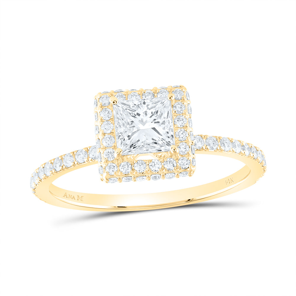 1 1/5Ctw-Dia Ana M 3/4Ct-Cpr Single Halo Engagement Ring (2 grams)