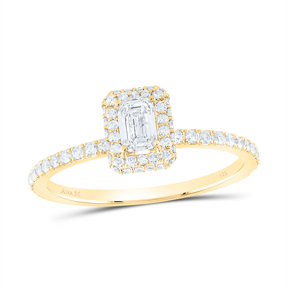 3/4Ctw-Dia Ana M 1/3Ct-Cem Single Halo Engagement  Ring (1.69 grams)