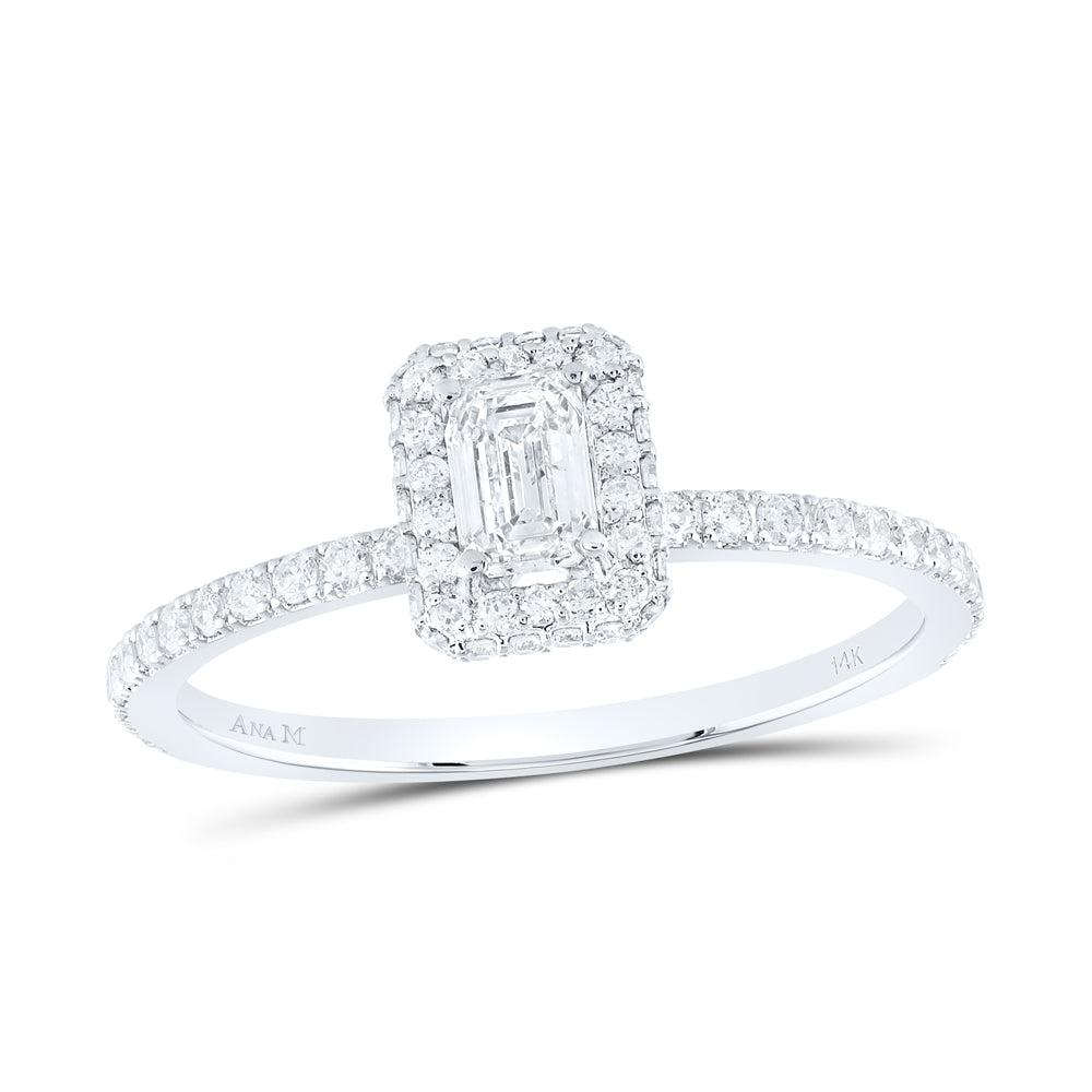 3/4Ctw-Dia Ana M 1/3Ct-Cem Single Halo Engagement Ring (1.7 grams)