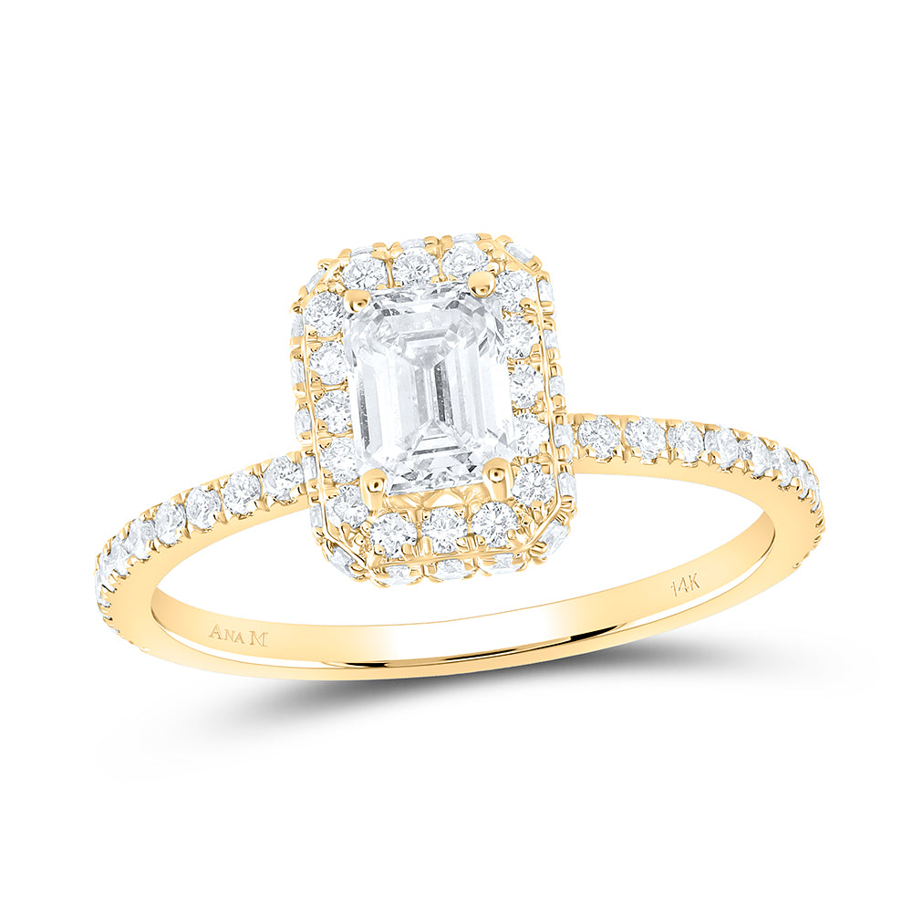 1 1/4Ctw-Dia Ana M 3/4Ct-Cem Single Halo  Engagement Ring (2.2 grams)