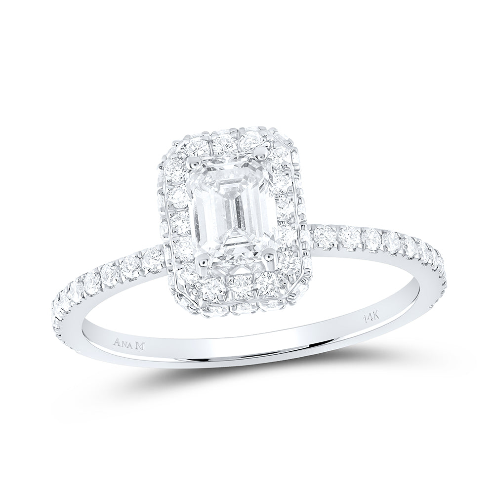 1 1/4Ctw-Dia Ana M 3/4Ct-Cem Single Halo Engagement Ring (2.21 grams)