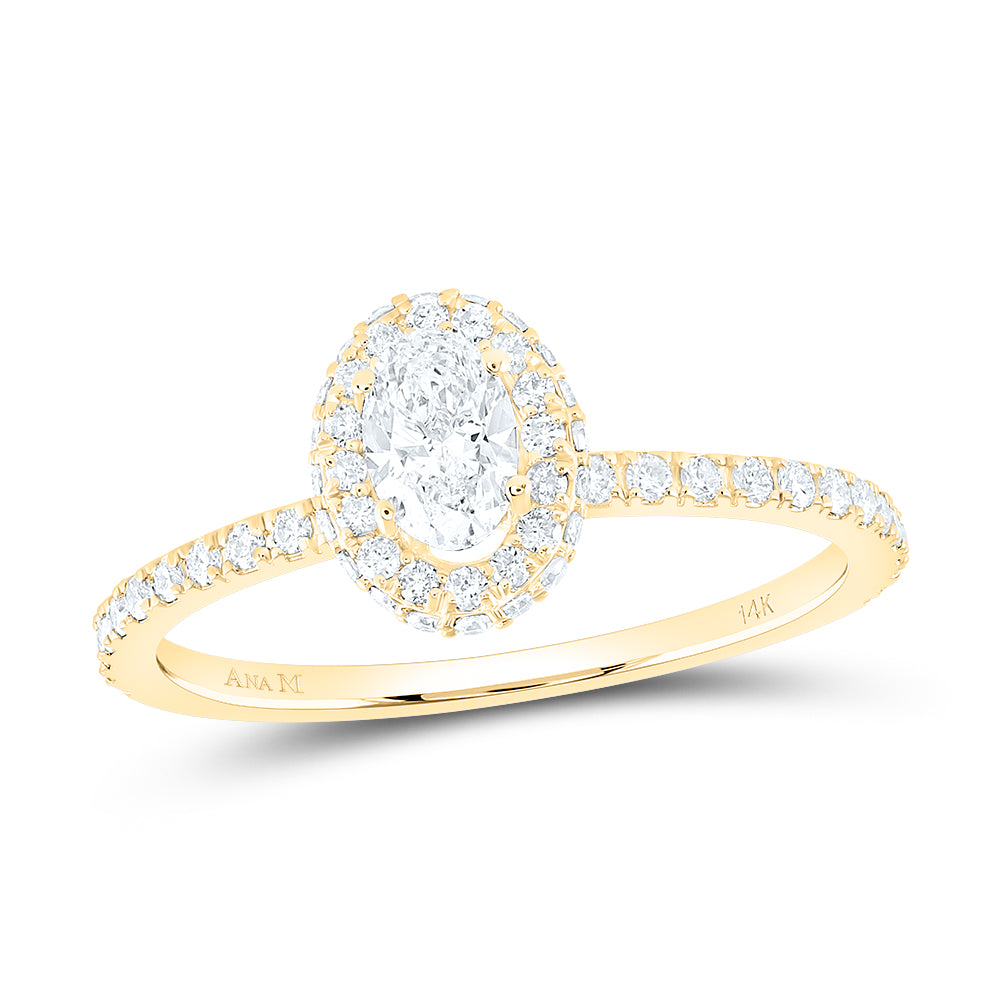 3/4Ctw-Dia Ana M 1/3Ct-Cov Single Halo Engagement Ring (1.88 grams)