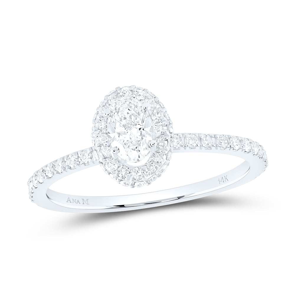 3/4Ctw-Dia Ana M 1/3Ct-Cov Single Halo Engagement Ring (1.86 grams)