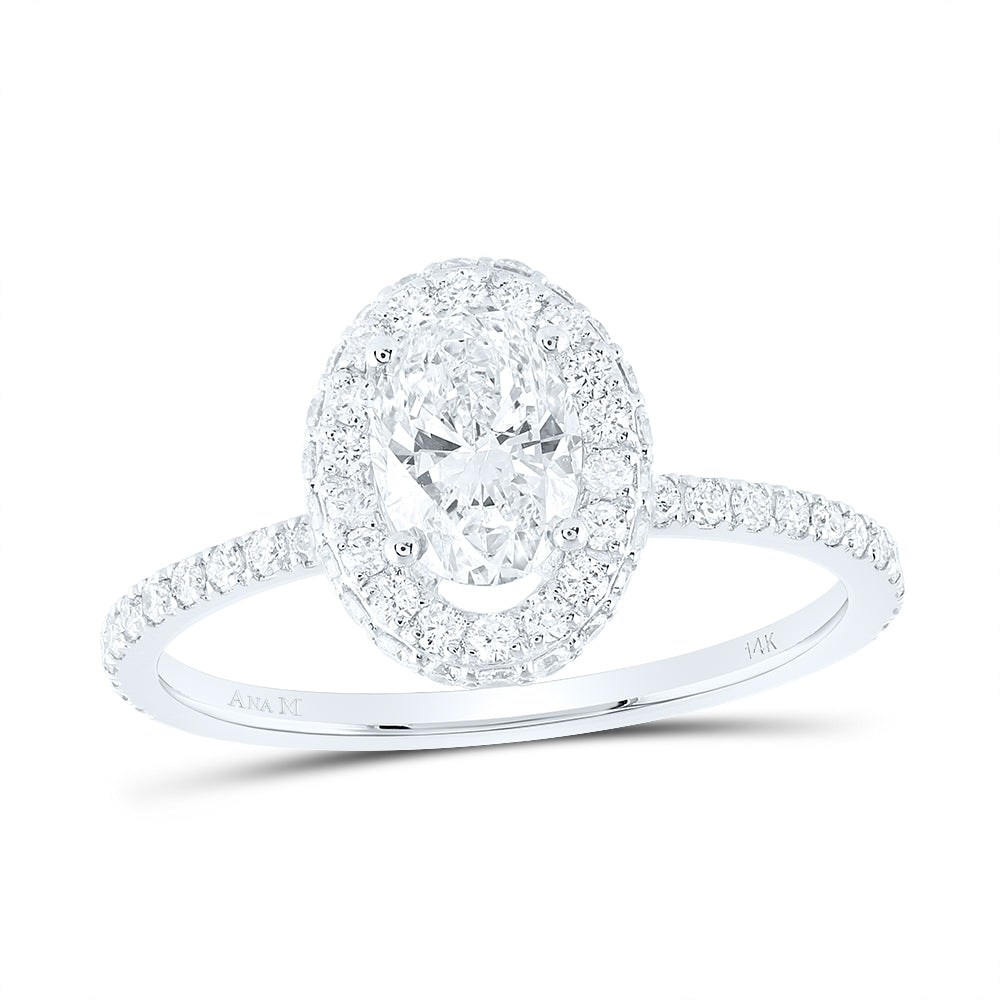 1 1/3Ctw-Dia Ana M 3/4Ct-Cov Single Halo Engagement Ring (2.14 grams)