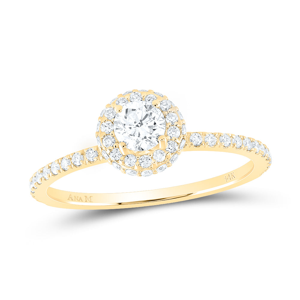 5/8Ctw-Dia Ana M 1/3Ct-Crd Engagement Single Halo Ring (1.8 grams)