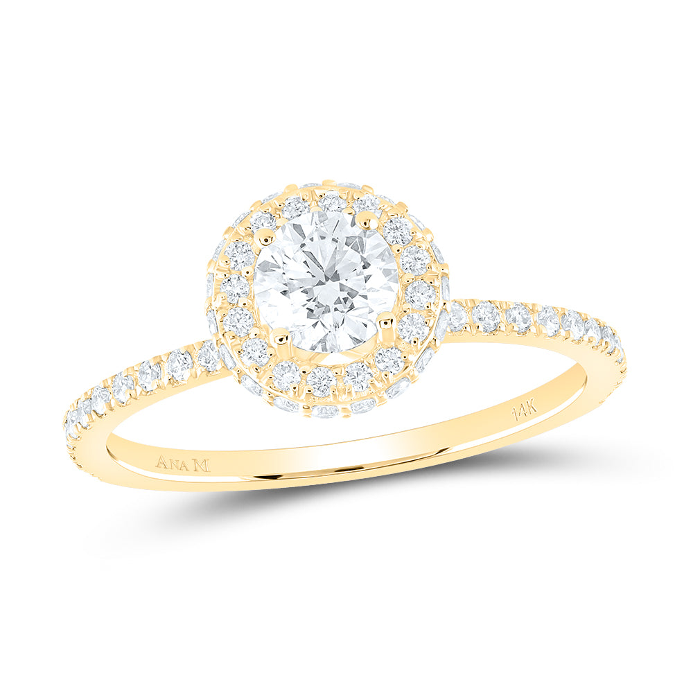 7/8Ctw-Dia Ana M 1/2Ct-Crd Engagement Single Halo Ring (2.07 grams)