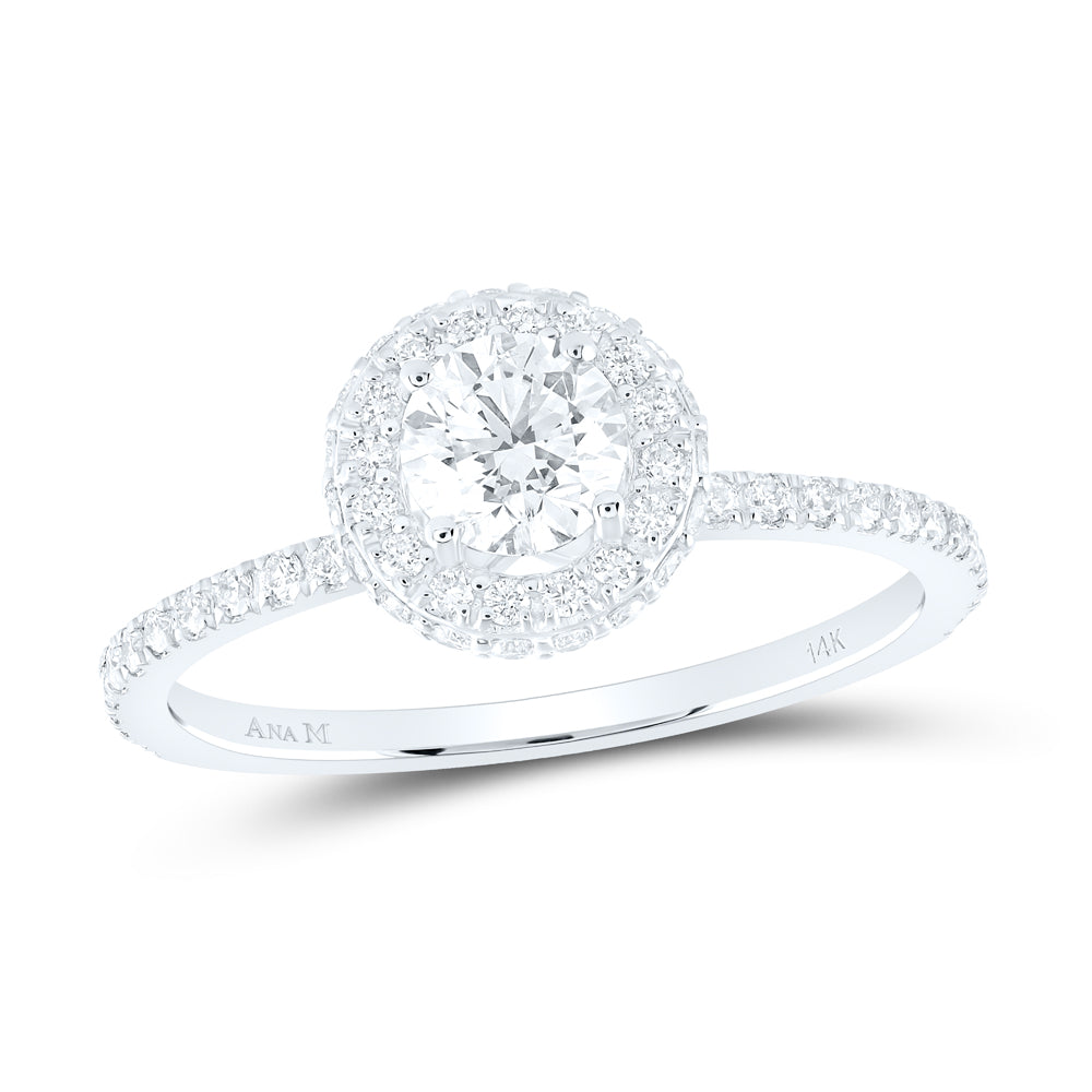 7/8Ctw-Dia Ana M 1/2Ct-Crd Engagement Single Halo Ring (2.09 grams)