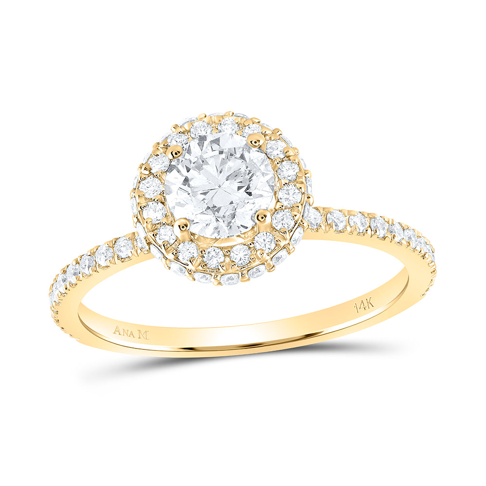 1Ctw-Dia Ana M 3/4Ct-Crd Engagement Single Halo Ring (2.27 grams)