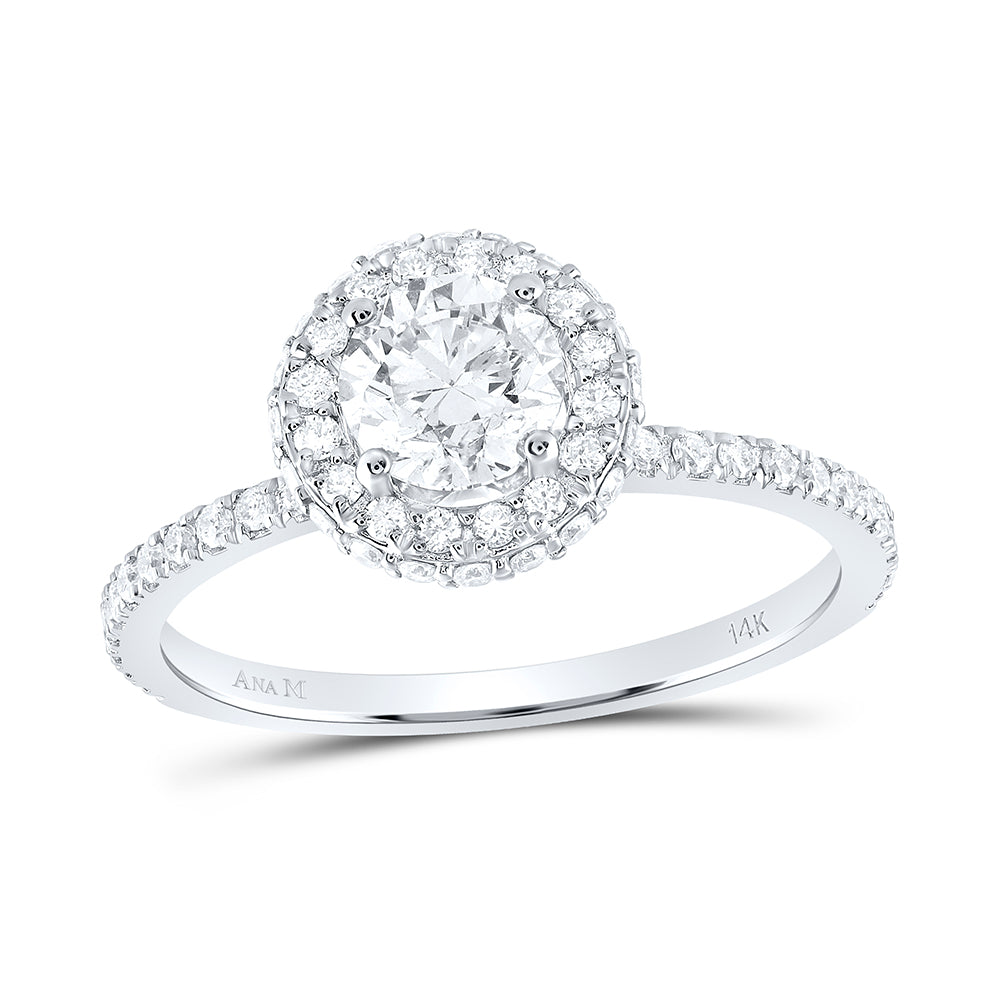 1Ctw-Dia Ana M 3/4Ct-Crd Engagement Single Halo Ring (2.27 grams)
