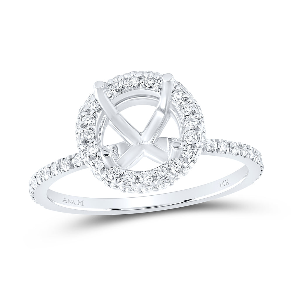 1/2Ctw-Diamond Ana M 1 1/2Ct-Crd Semi-Mount Single Halo Engagement Ring (2.54 grams)
