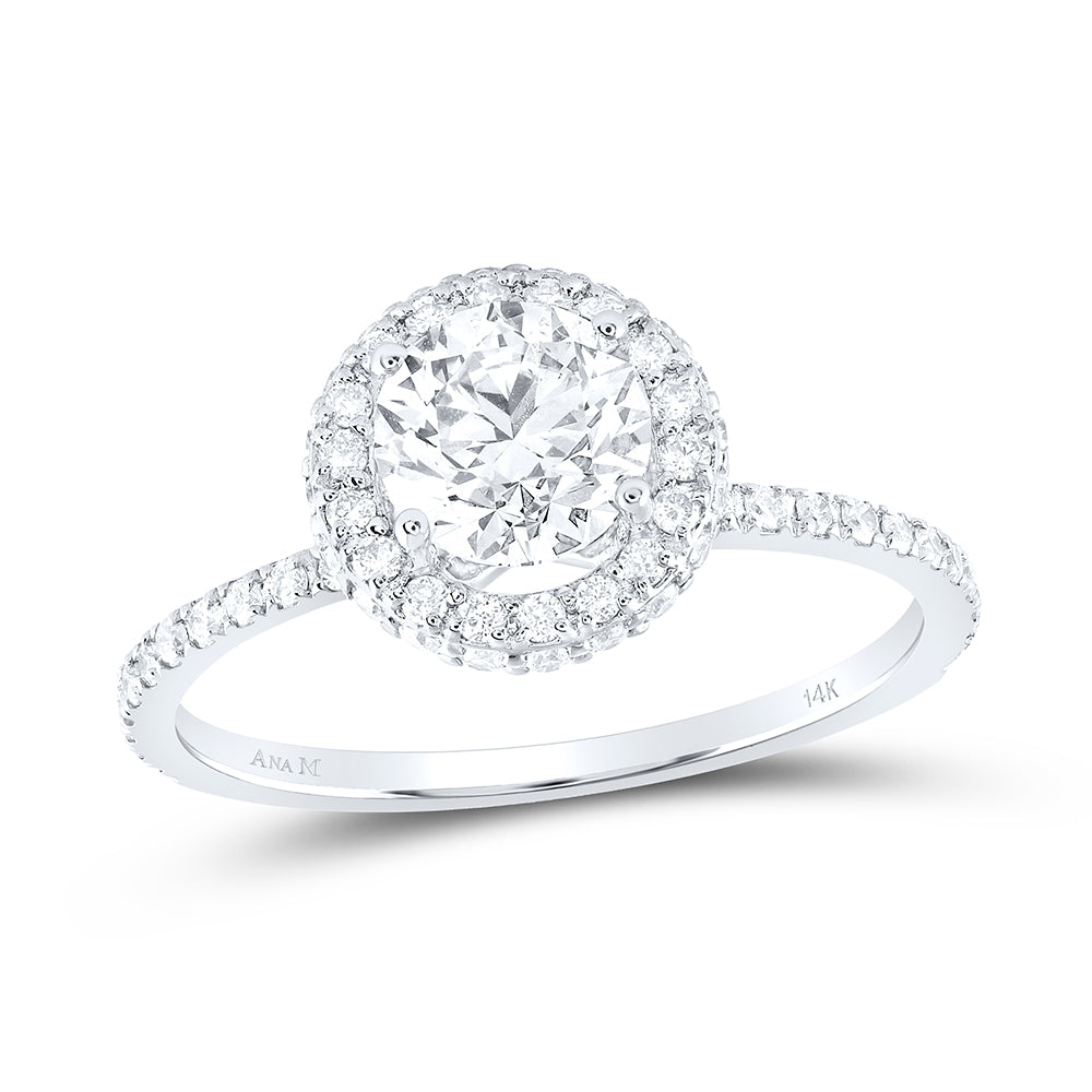 1 1/2Ctw-Dia Ana M 1Ct-Crd Engagement Single Halo Ring (1.96 grams)