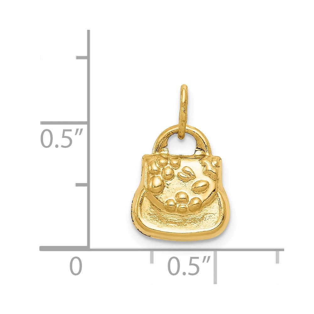 14k Yellow Gold 10 mm 3-D Purse Charm (0.49 grams)