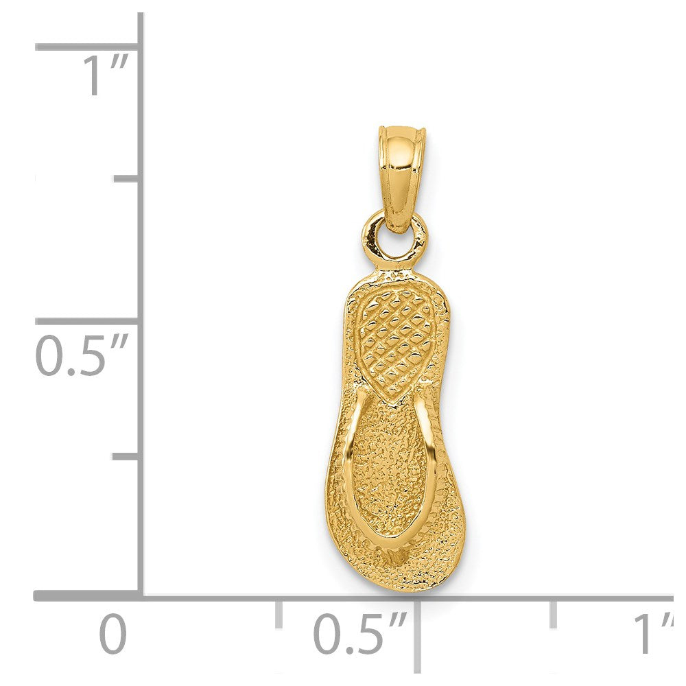 14k Yellow Gold 7 mm 3D Single Flip-Flop Pendant (0.98 grams)