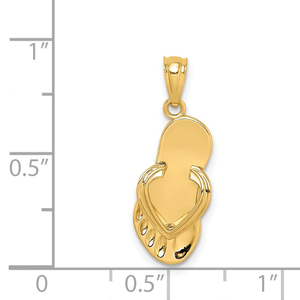 14k Yellow Gold 9 mm 3D Flip Flop Pendant (1.29 grams)
