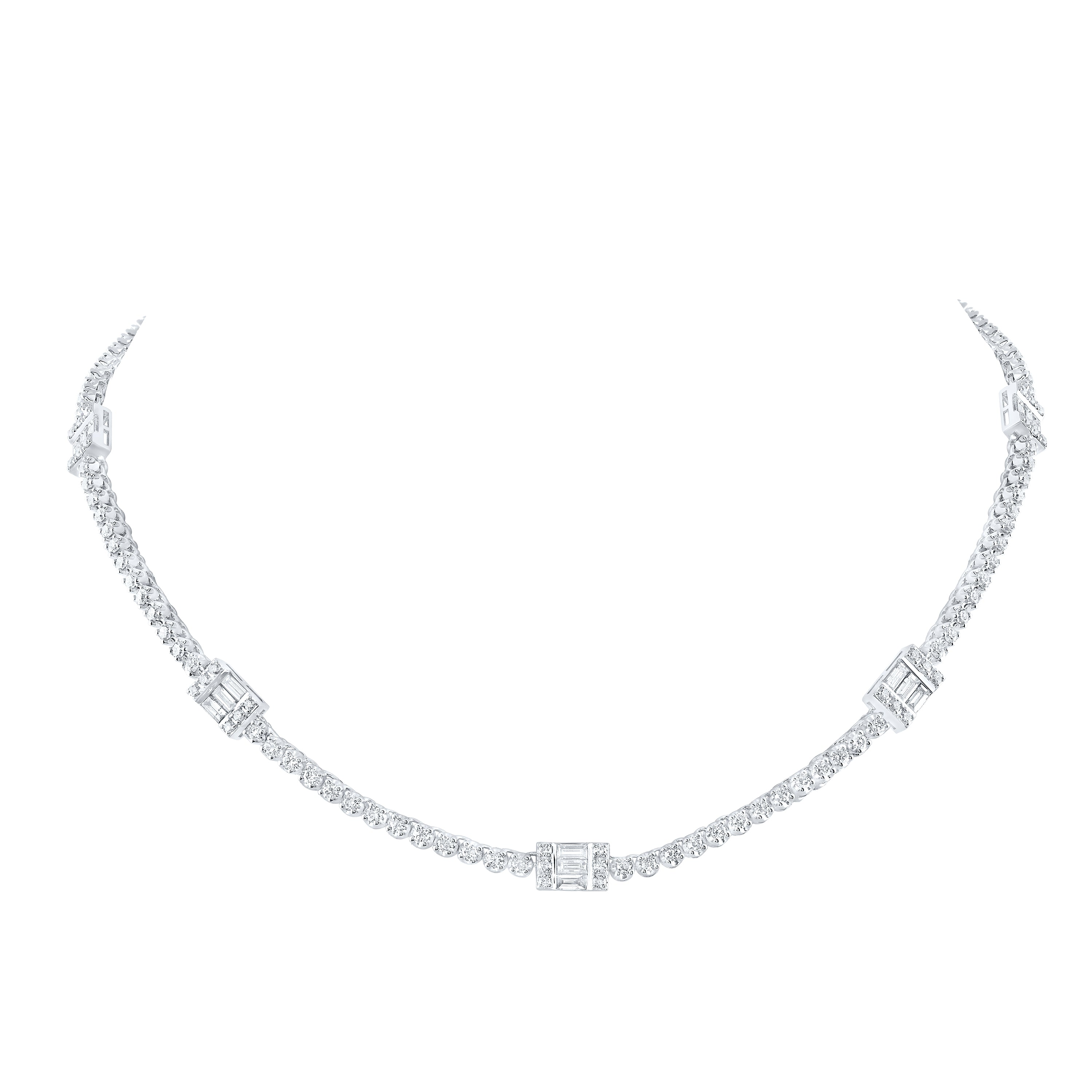 14Kt White Gold 5 3/4Ctw-Diamond Fashion Necklace (16-Inch) (21.79 grams)