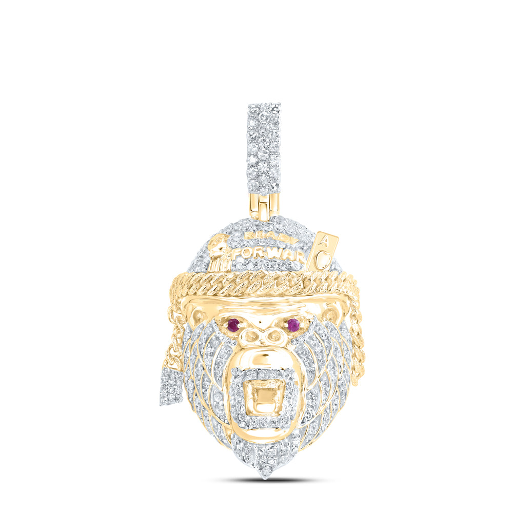 10Kt Yellow Gold 7/8Ctw-Dia Nk Gorilla Mens Charm (14 grams)