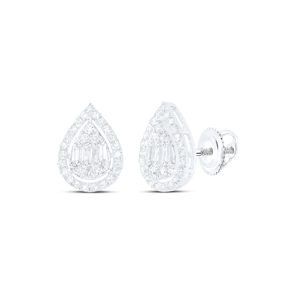 10Kt White Gold 1/2Ctw-Dia Nk Pear Ladies Earring (1.43 grams)