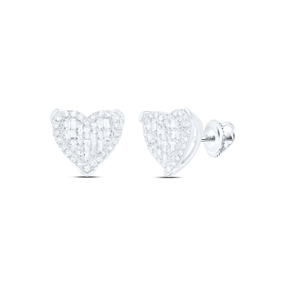 10Kt White Gold 1/2Ctw-Dia Nk Heart Earring (2.4 grams)
