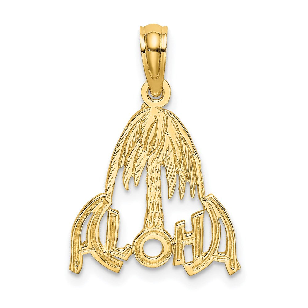 14k Yellow Gold 14.1 mm ALOHA Palm Tree Charm (0.52 grams)