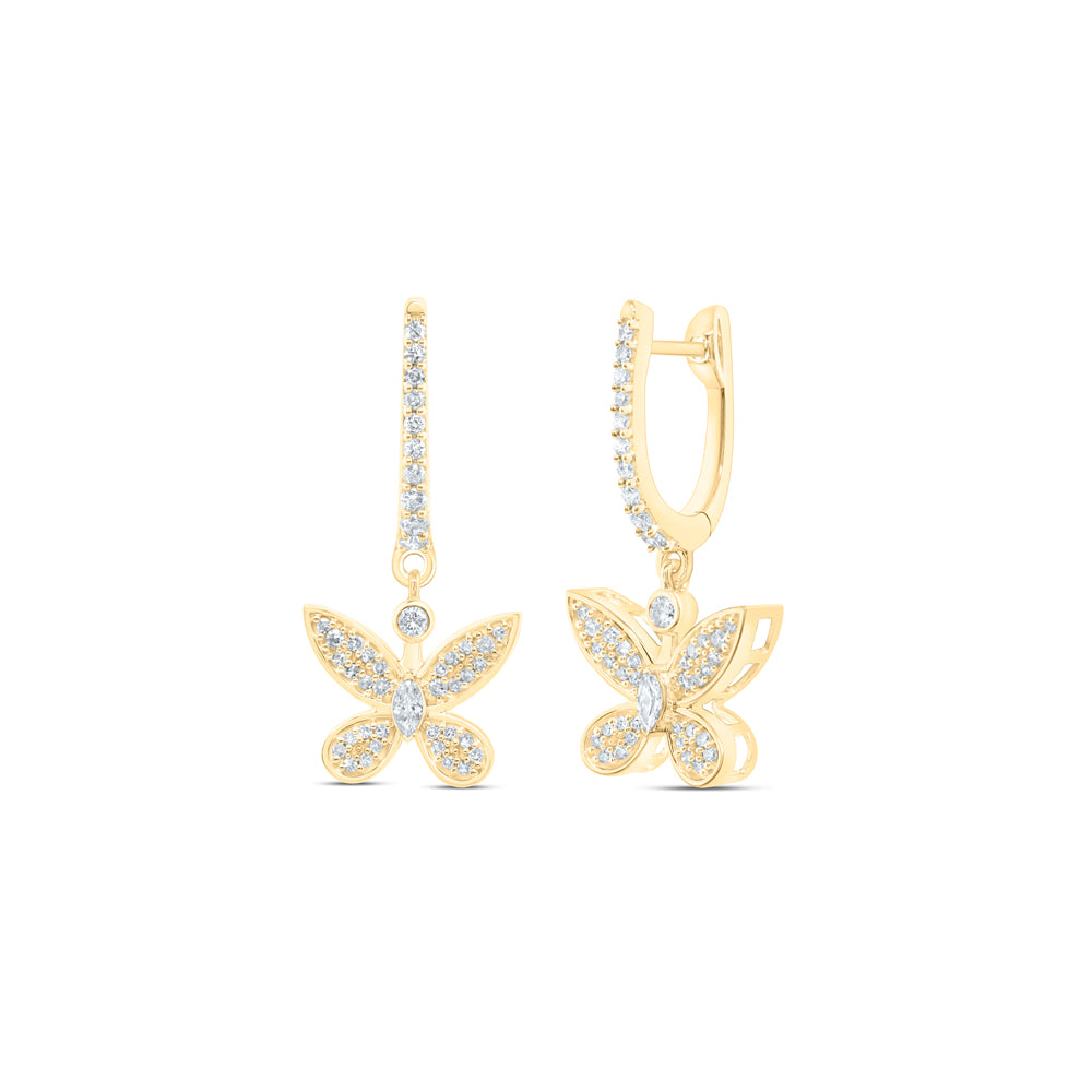 14Kt Yellow Gold 1/2Ctw-Dia Nk Butterfly Earrings (4.91 grams)