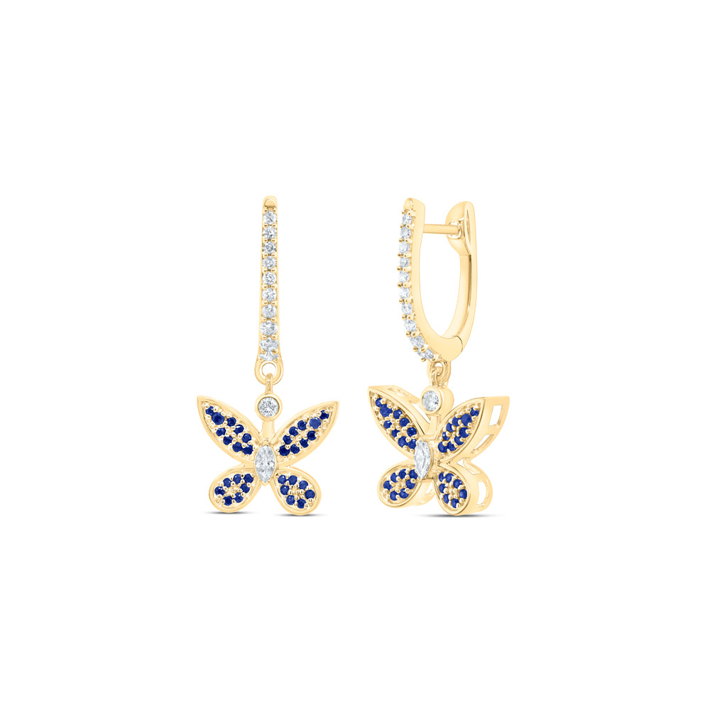14Kt Yellow Gold 1/3Ctw-Dia Nk 1/3Ct-Sapp Butterfly Earring (4.67 grams)