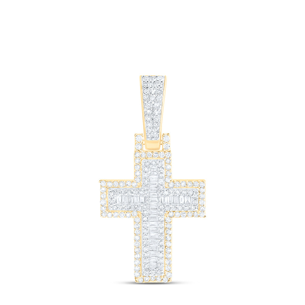 10Kt Yellow Gold 5/8 Ctw-Dia Nk Cross Mens Charm (3.89 grams)