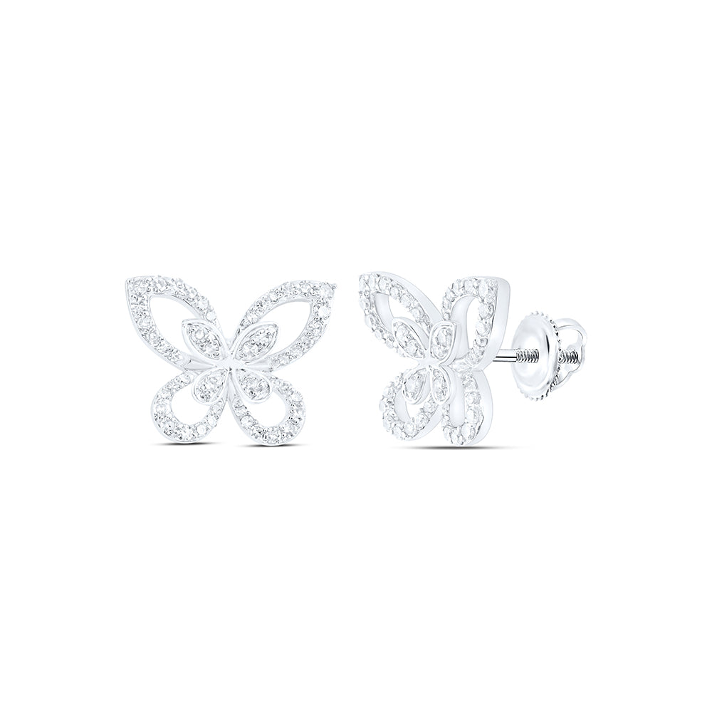 10Kt White Gold 1/3 Ctw Dia Nk Butterfly Fashion Earring (2.07 grams)