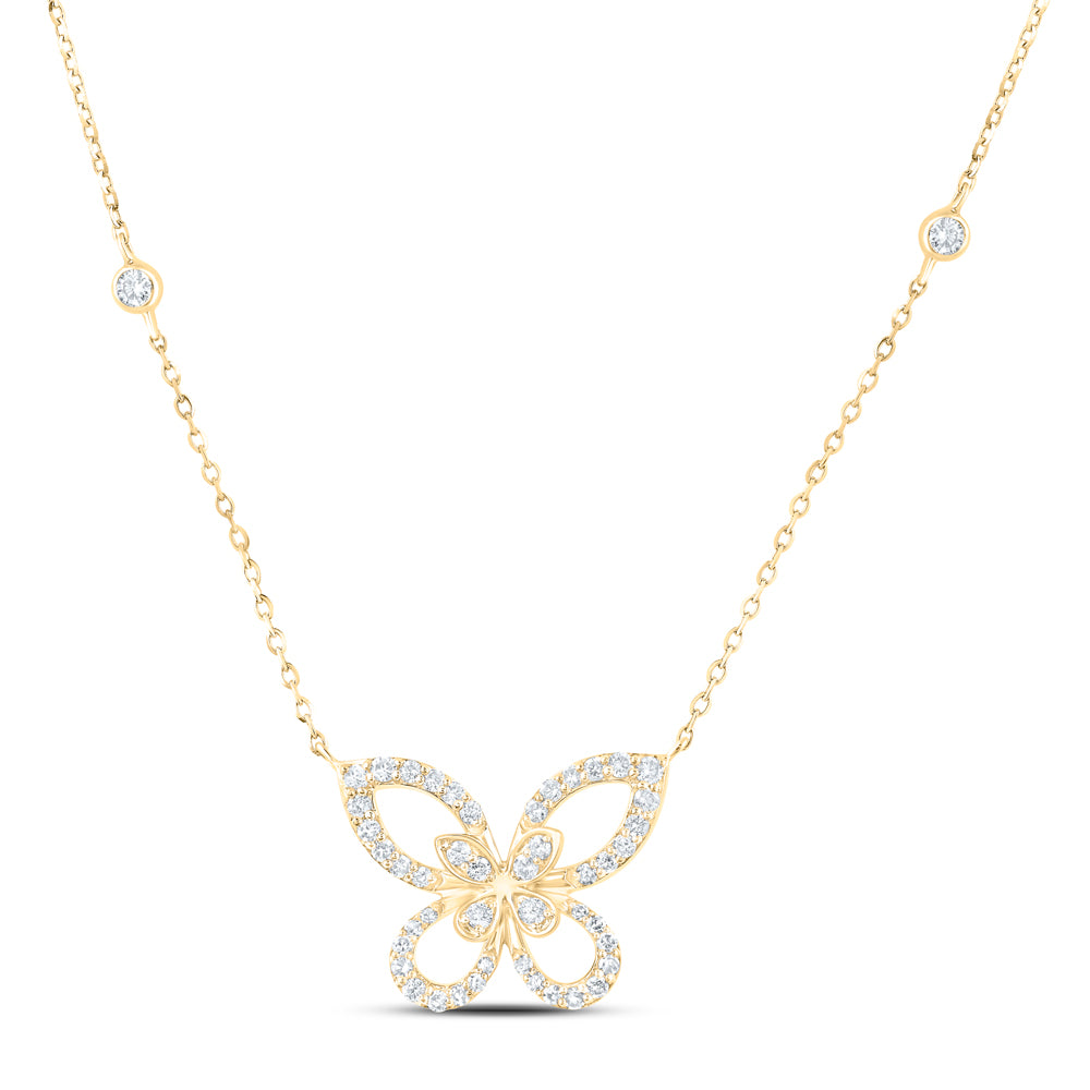 10Kt Yellow Gold 1/3 Ctw Dia Nk Butterfly Fashion Necklace (18 Inch) (2.55 grams)