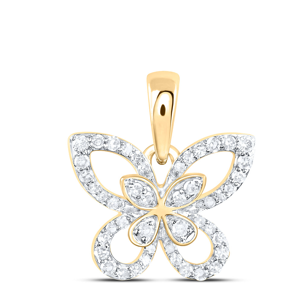 10Kt Yellow Gold 1/6 Ctw Dia Nk Butterfly Fashion Pendant (1.05 grams)