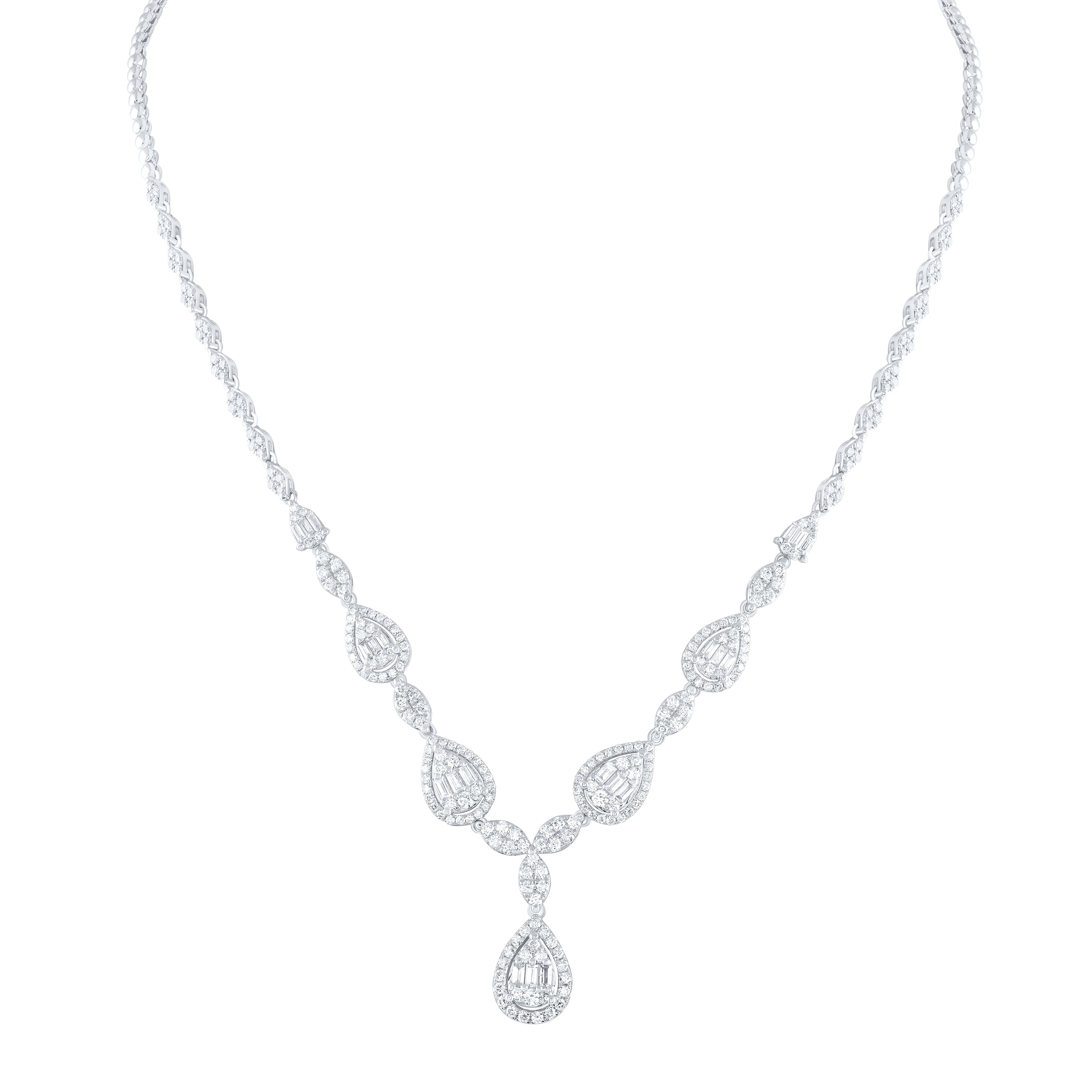 14Kt White Gold 4 Ctw-Diamond Ana M Fashion Necklace (17 Inch) (19.15 grams)