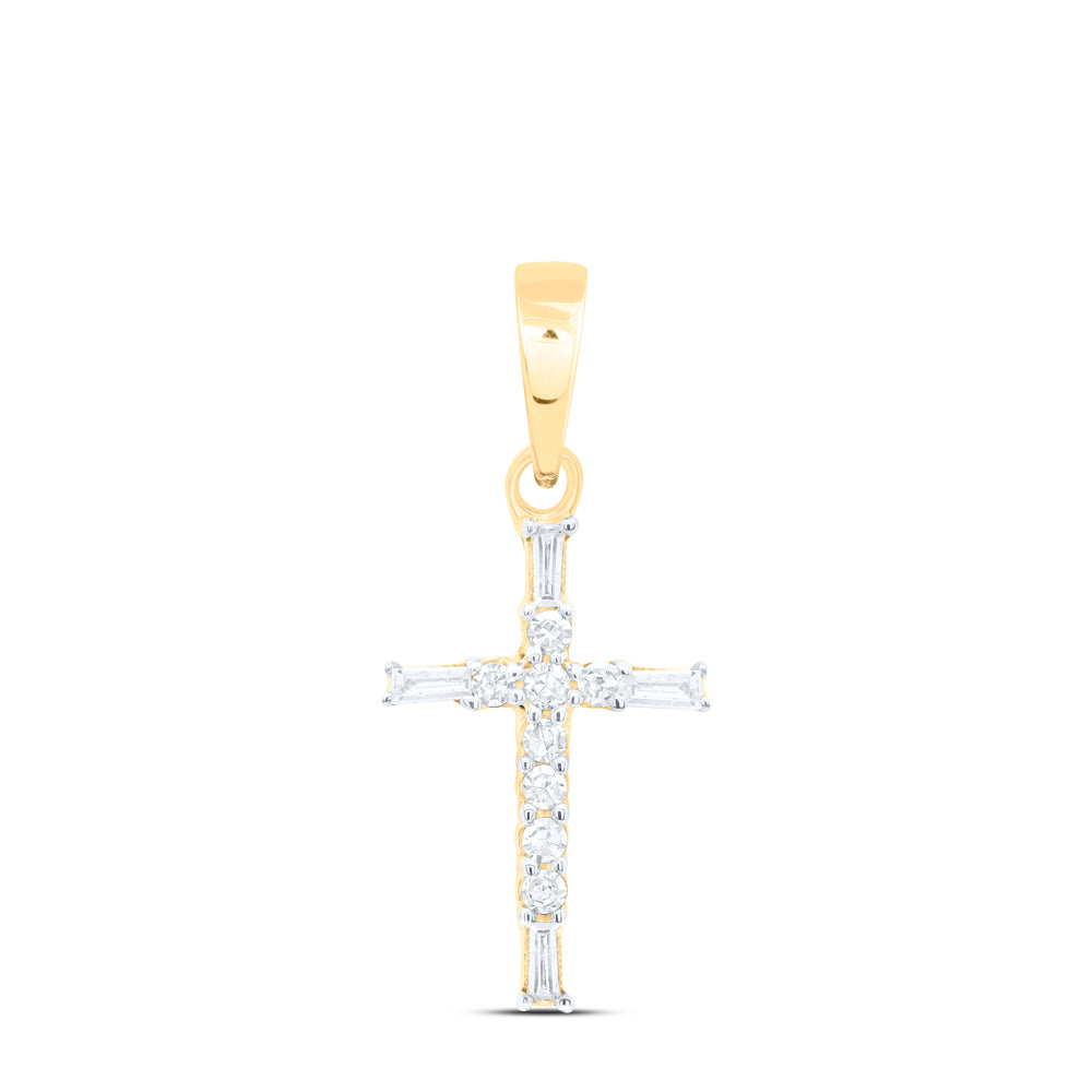 10Kt Yellow Gold 1/10 Ctw Dia Nk Gift Cross Pendant (0.63 grams)