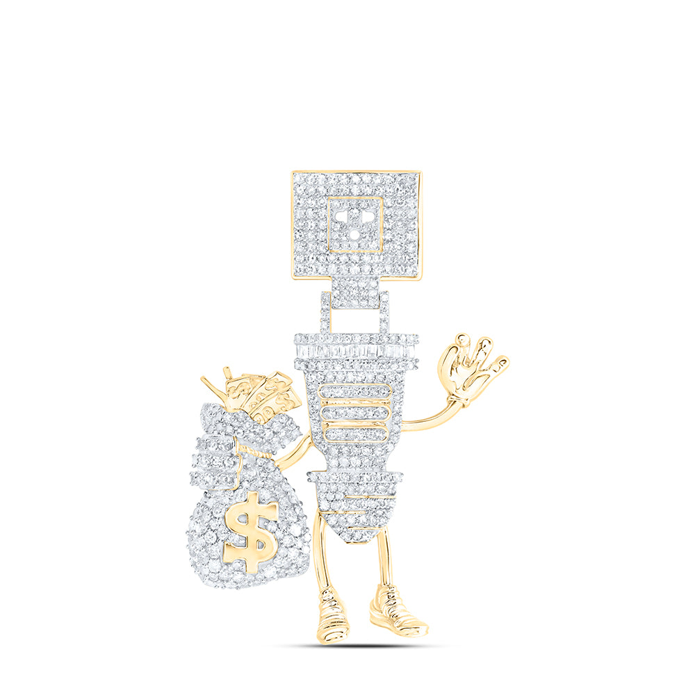 10Kt Yellow Gold 1 3/4 Ctw-Dia Nk Plug Mens Charm (7.73 grams)