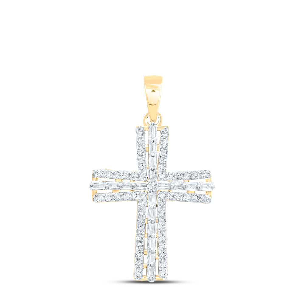 10Kt Yellow Gold 1/3 Ctw Dia Nk Gift Cross Pendant (1.08 grams)