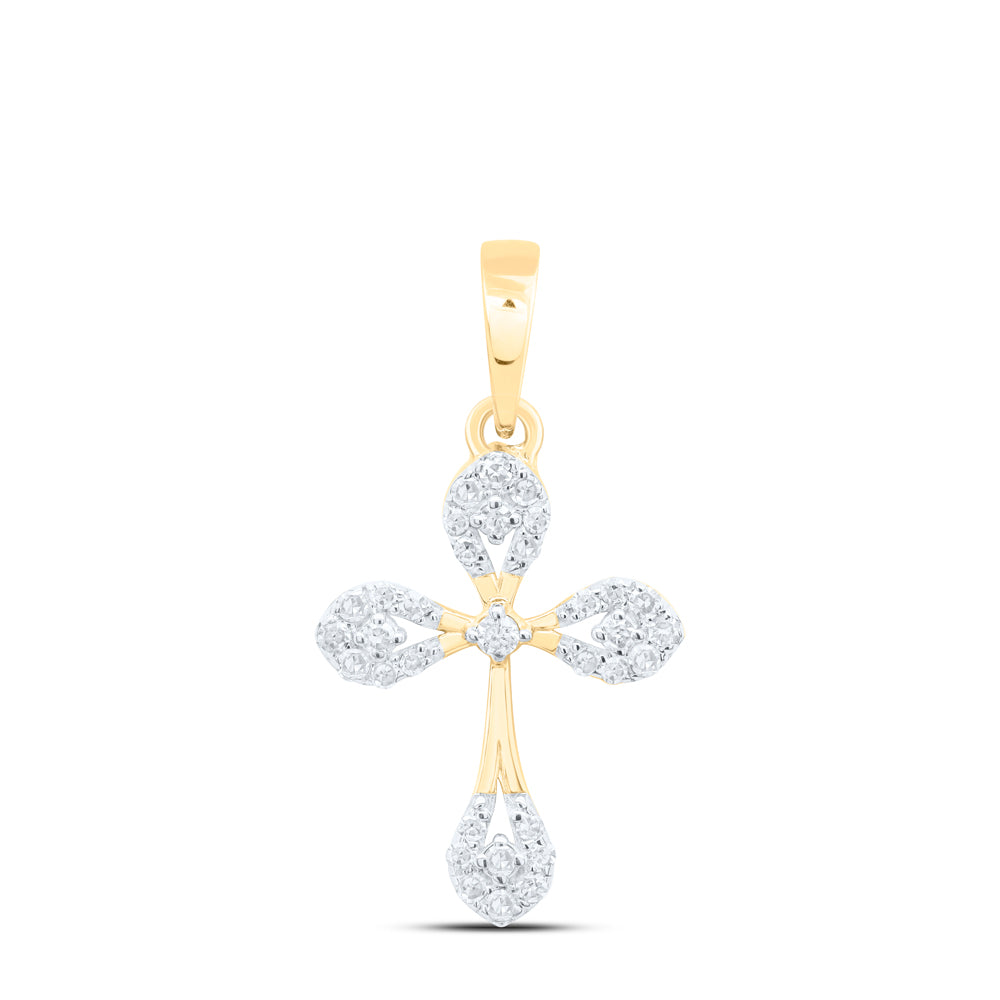 10Kt Yellow Gold 1/8 Ctw Dia Nk Gift Cross Pendant (0.87 grams)