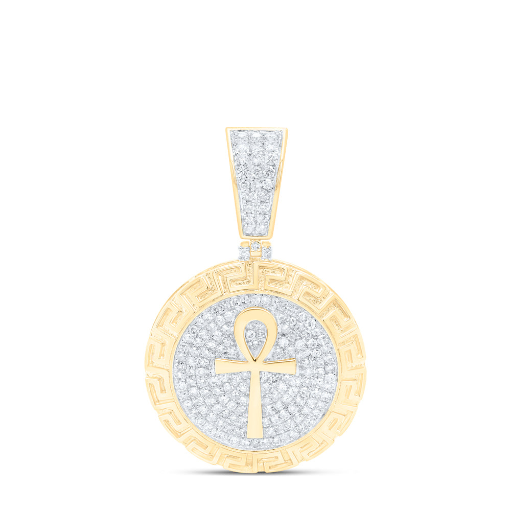 10Kt Yellow Gold 1 Ctw-Dia Nk Ankh Mens Charm (4.26 grams)