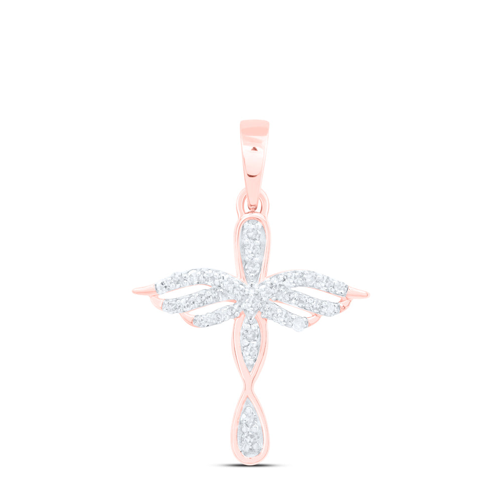 10Kt Rose Gold 1/8 Ctw Dia Nk Gift Cross Pendant (0.91 grams)