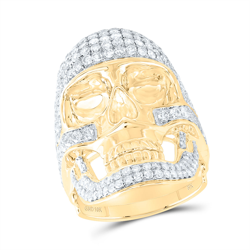 3 1/2Ctw-Dia Nk Skull Mens Ring (10.41 grams)