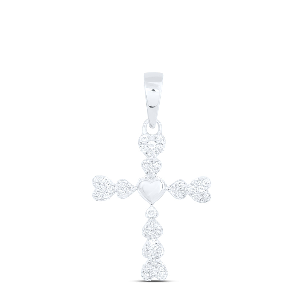 10Kt White Gold 1/10 Ctw Dia Nk Gift Cross Pendant (0.83 grams)