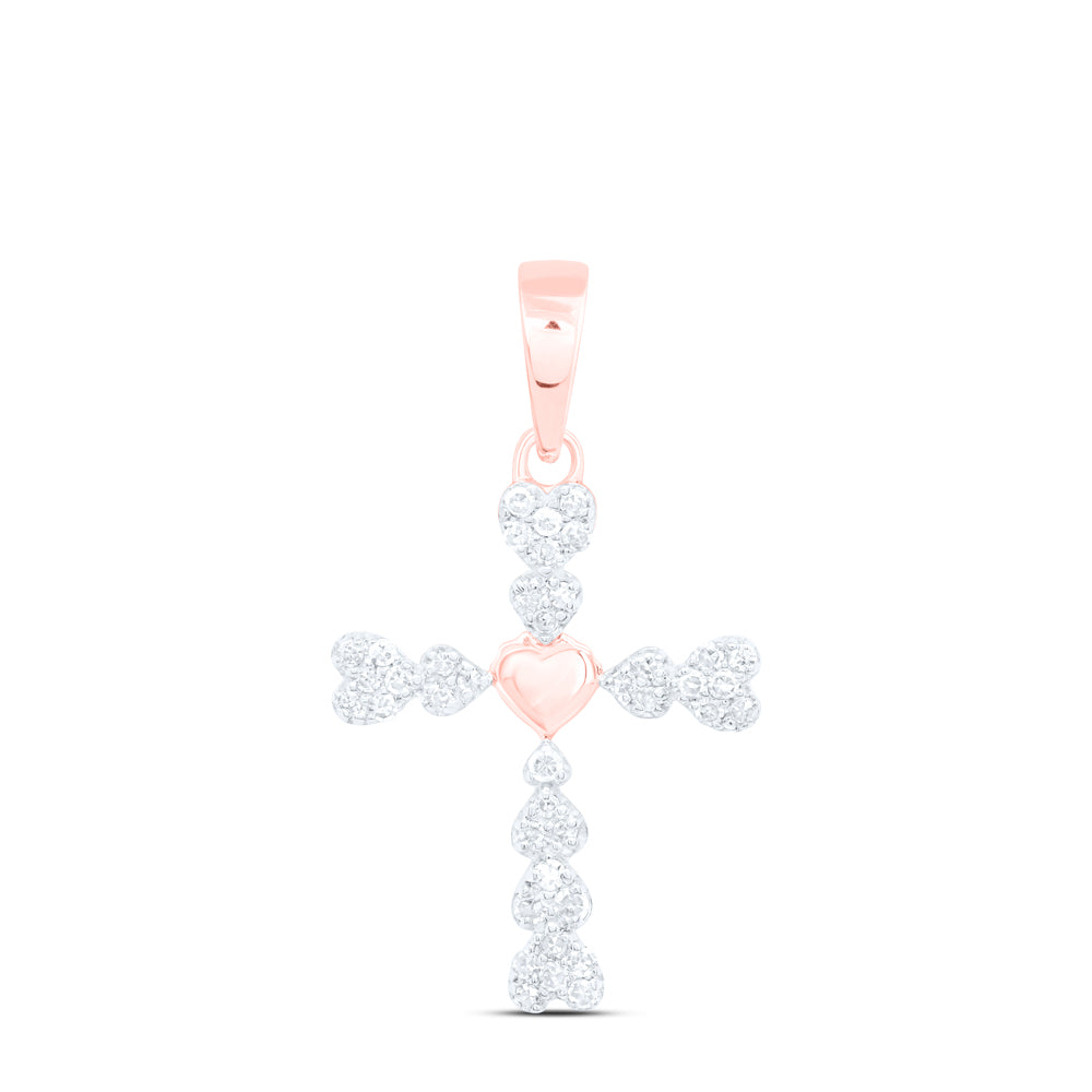 10Kt Rose Gold 1/10 Ctw Dia Nk Gift Cross Pendant (0.81 grams)