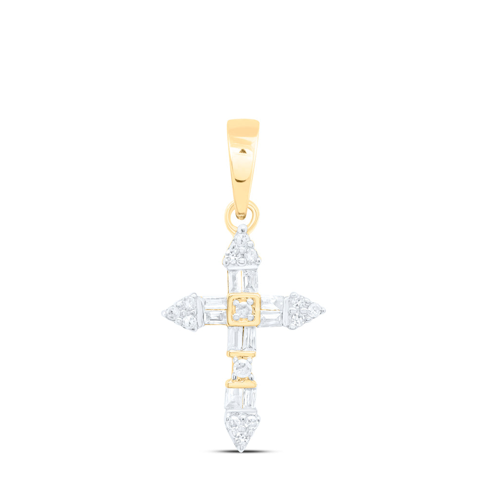 10Kt Yellow Gold 1/10 Ctw Dia Nk Gift Cross Pendant (0.62 grams)