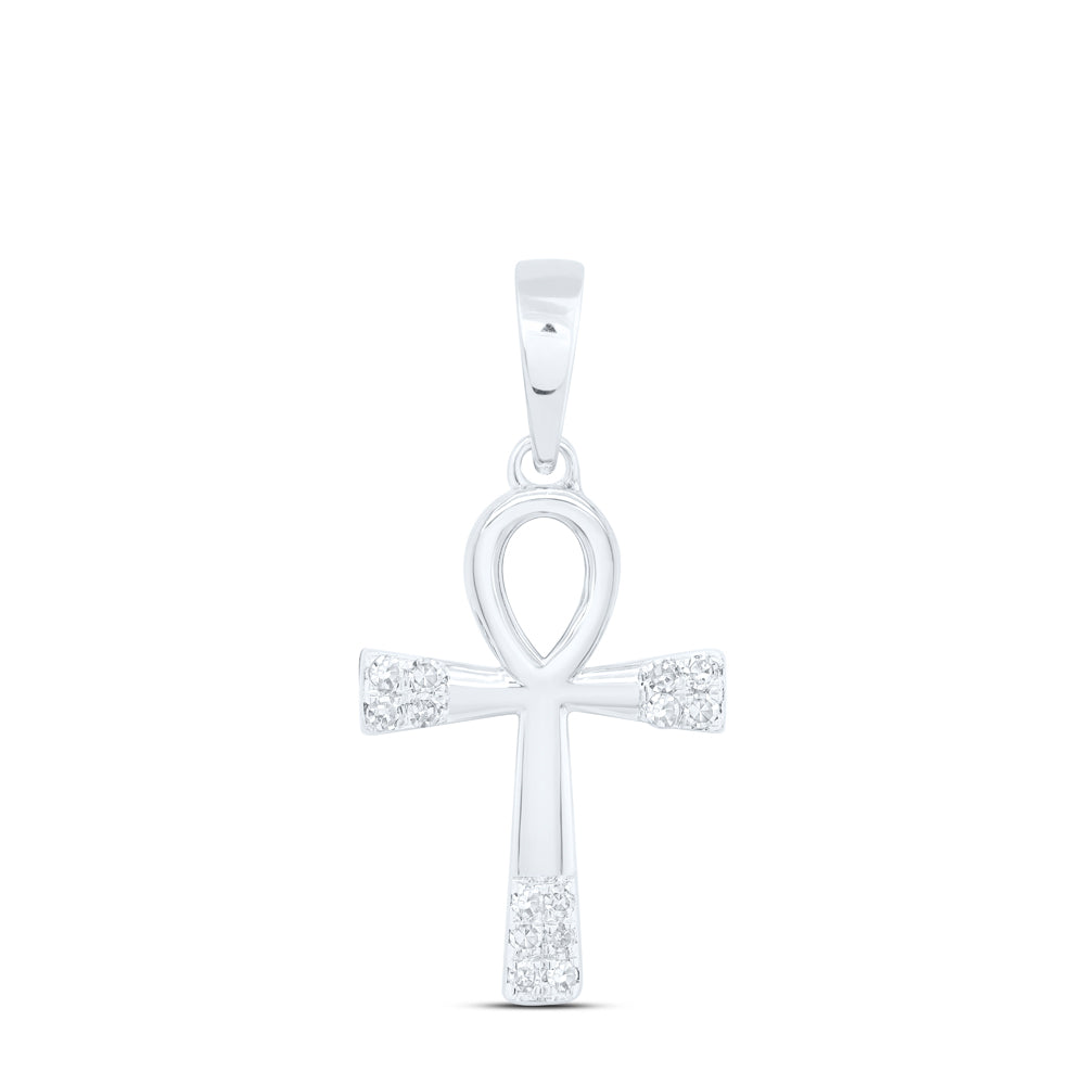 10Kt White Gold 1/20 Ctw Dia Nk Gift Cross Pendant (0.84 grams)