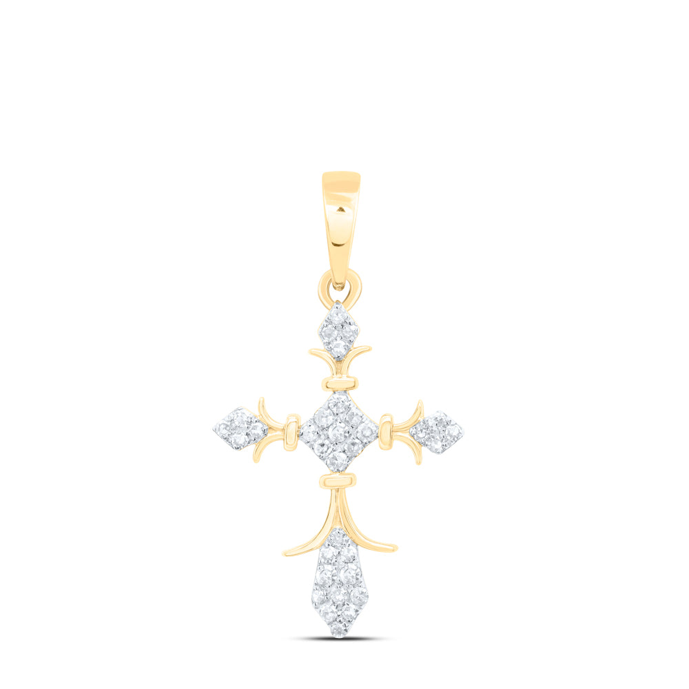 10Kt Yellow Gold 1/10 Ctw Dia Nk Gift Cross Pendant (0.8 grams)