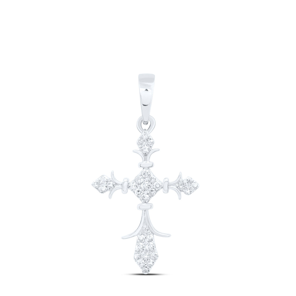 10Kt White Gold 1/10 Ctw Dia Nk Gift Cross Pendant (0.81 grams)