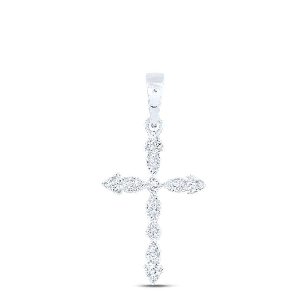 10Kt White Gold 1/12 Ctw Dia Nk Gift Cross Pendant (0.73 grams)