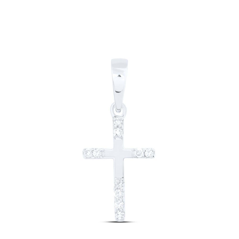 10Kt White Gold 1/20 Ctw Dia Nk Gift Cross Pendant (0.55 grams)