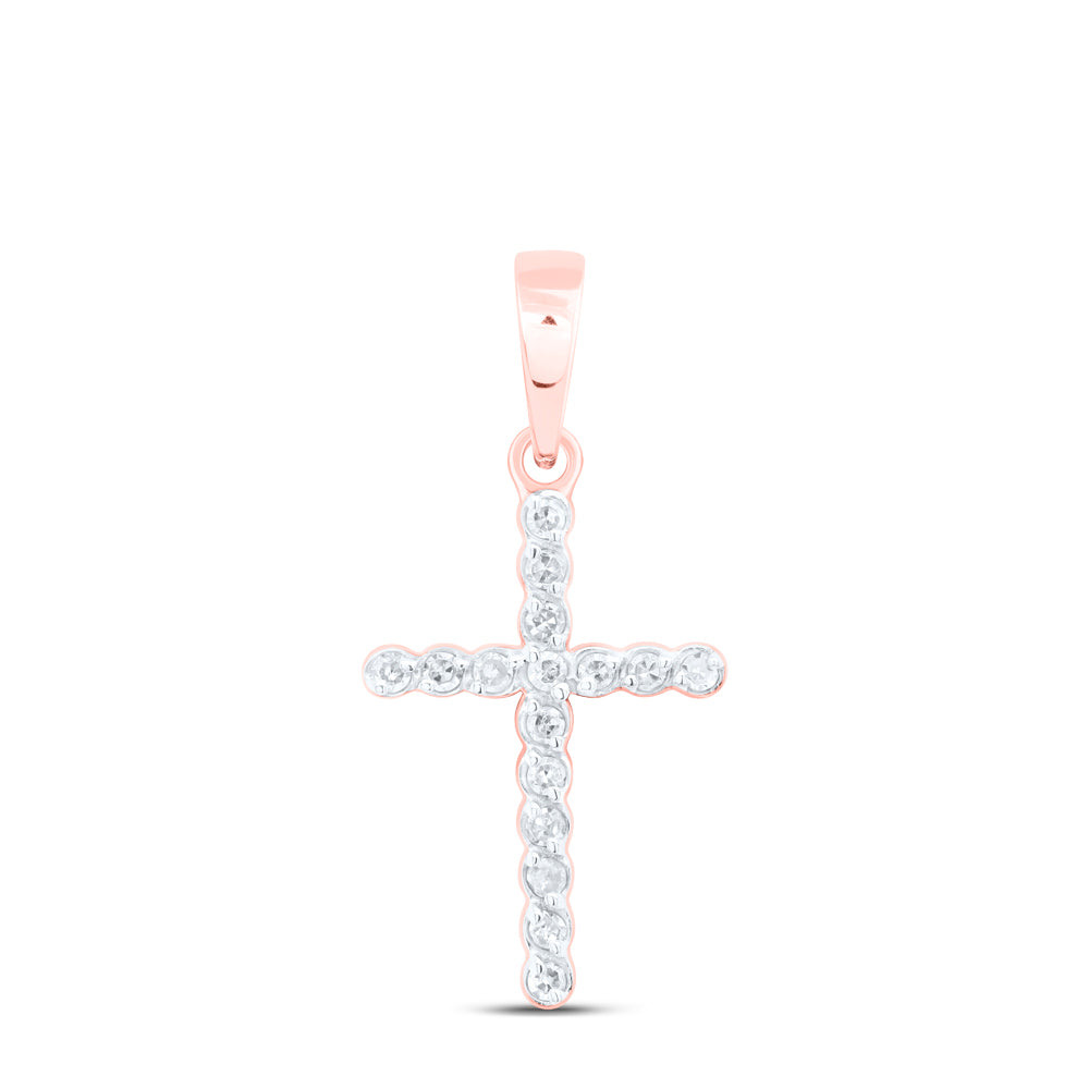 10Kt Rose Gold 1/10 Ctw Dia Nk Gift Cross Pendant (0.65 grams)